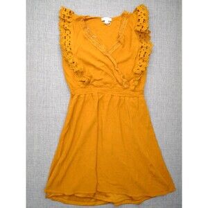 Women's V-Neck Dress with Fringe Size Small Burnt Orange 30" Tall